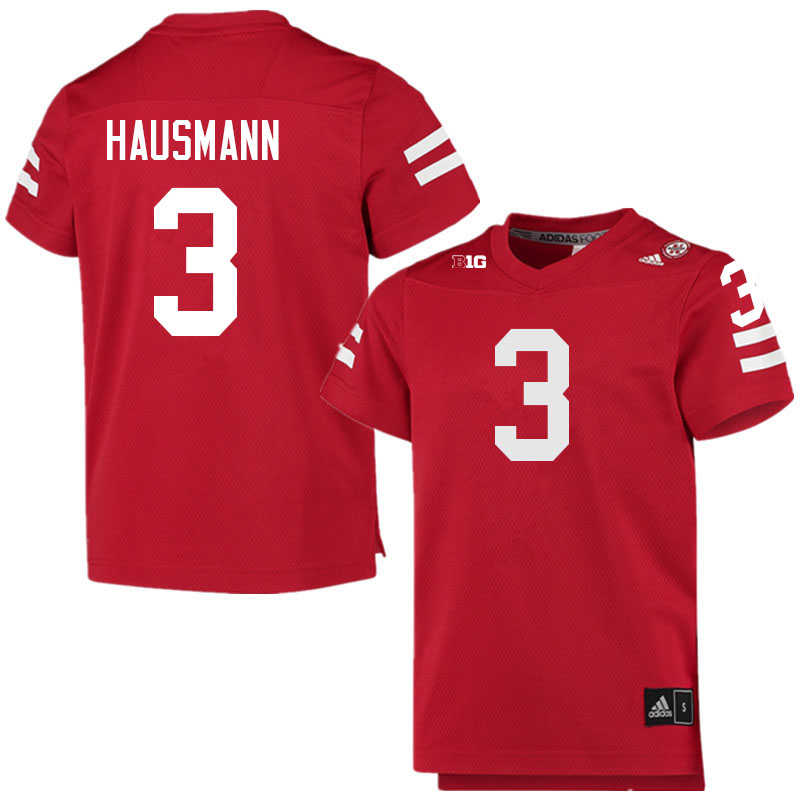 Men #3 Cooper Hausmann Nebraska Cornhuskers College Football Jerseys Sale-Scarlet